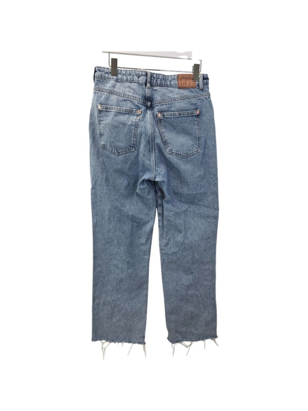 Zara Straight Leg High Rise Raw Hem Jeans Size 8 - Picture 2 of 7
